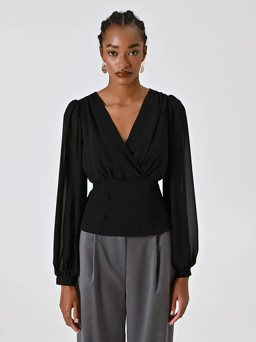 FSTYLE AI9065-B BLUSA SFIANCATA