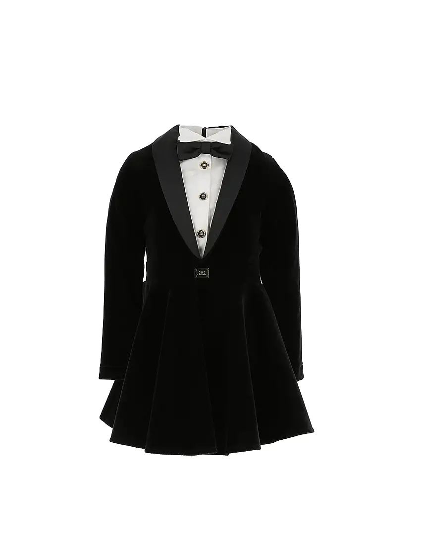 ABITO IN VELLUTO CON PLACCA LOGO NERO