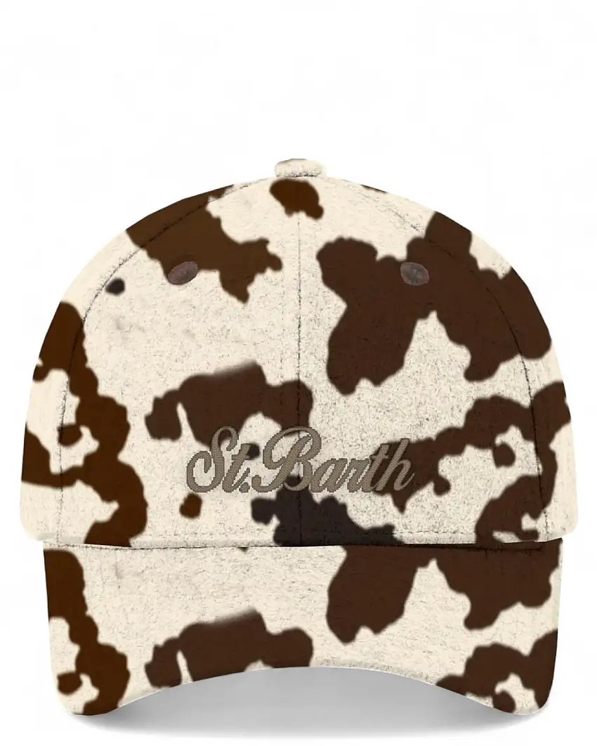Cappellino baseball in feltro con stampa muccata