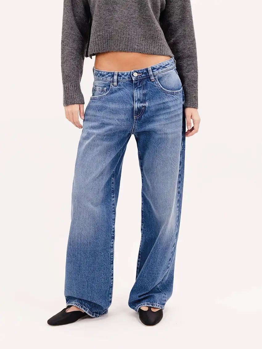 Denim Bea Wide Leg Vita Bassa Blu