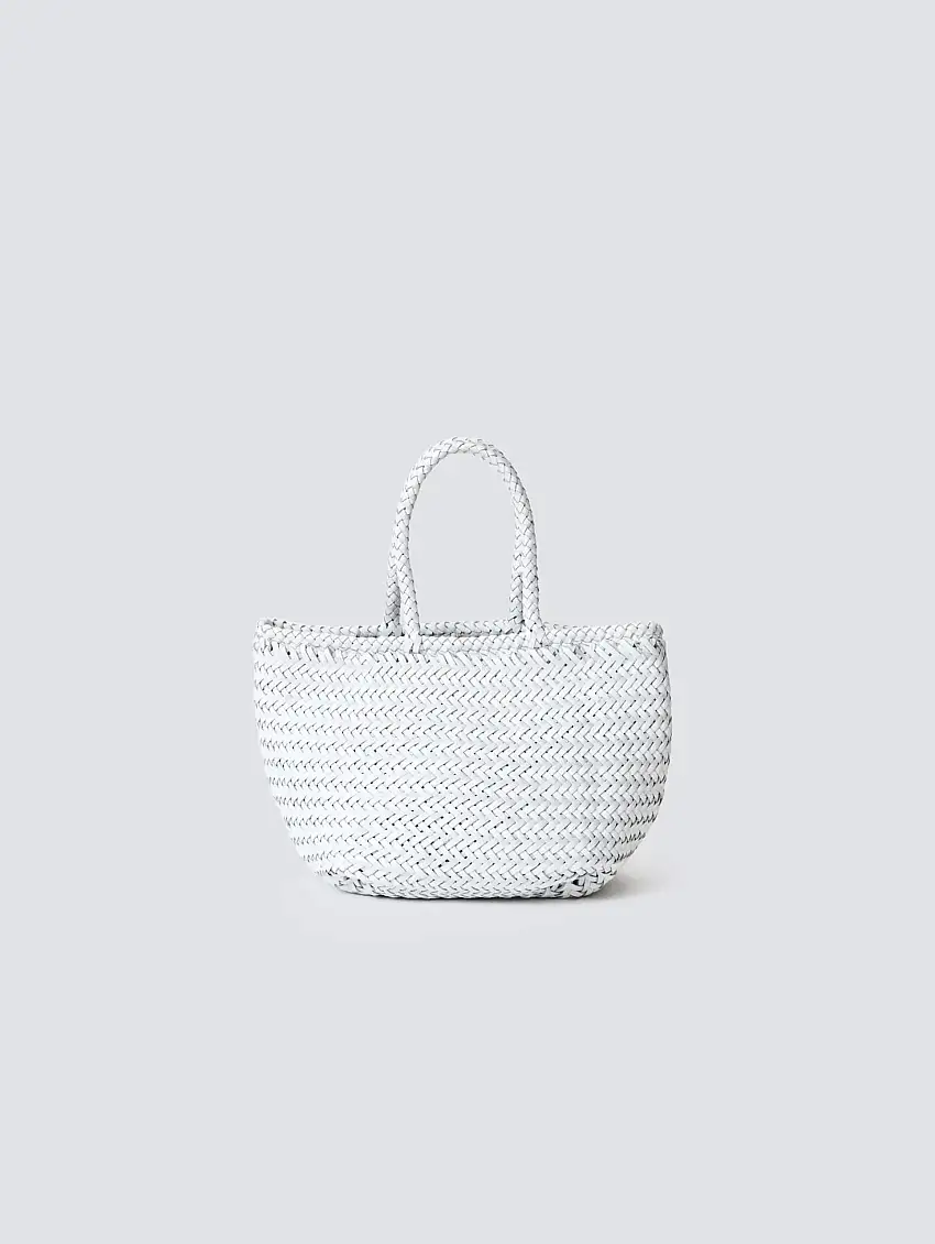 Borsa Piccola in Pelle Intrecciata Grace Basket Small Bianco