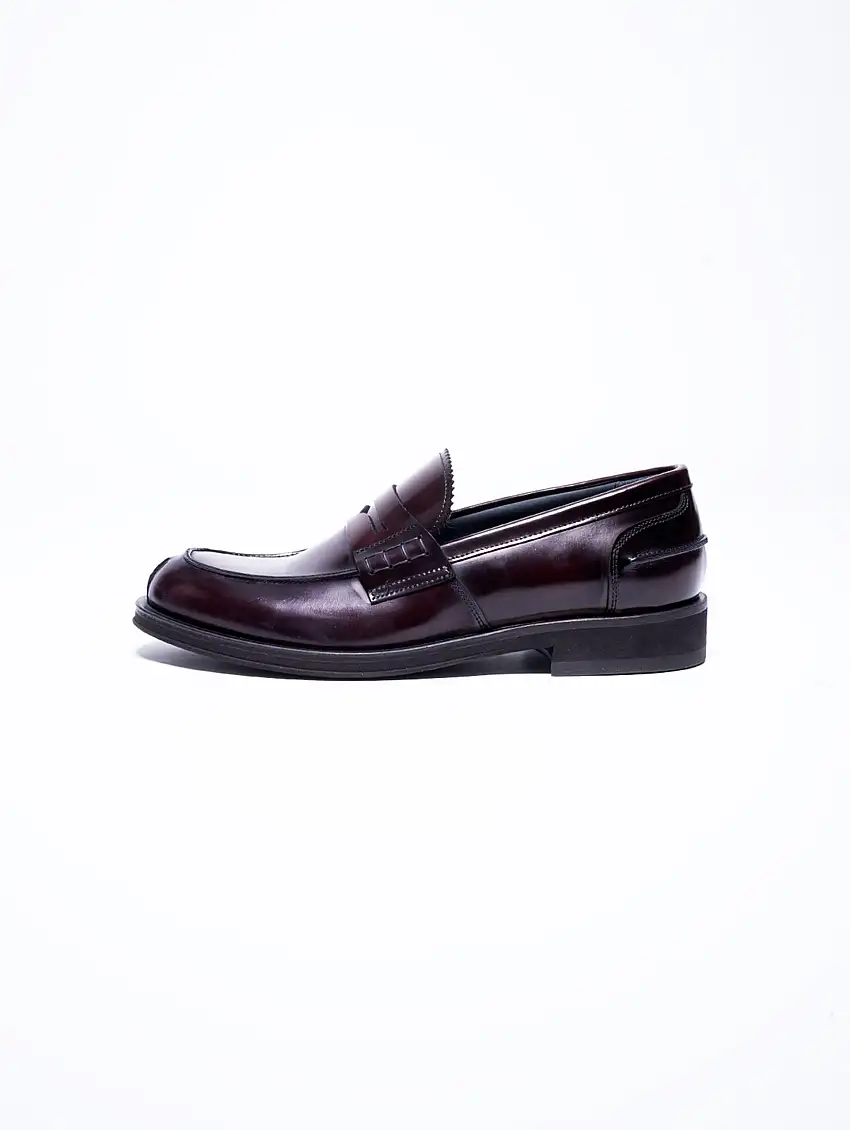 Mocassino Penny Loafer in Abrasivato Bordeaux