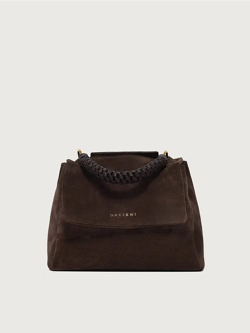 Borsa Sveva a Mano Piccola in Suede Testa di Moro