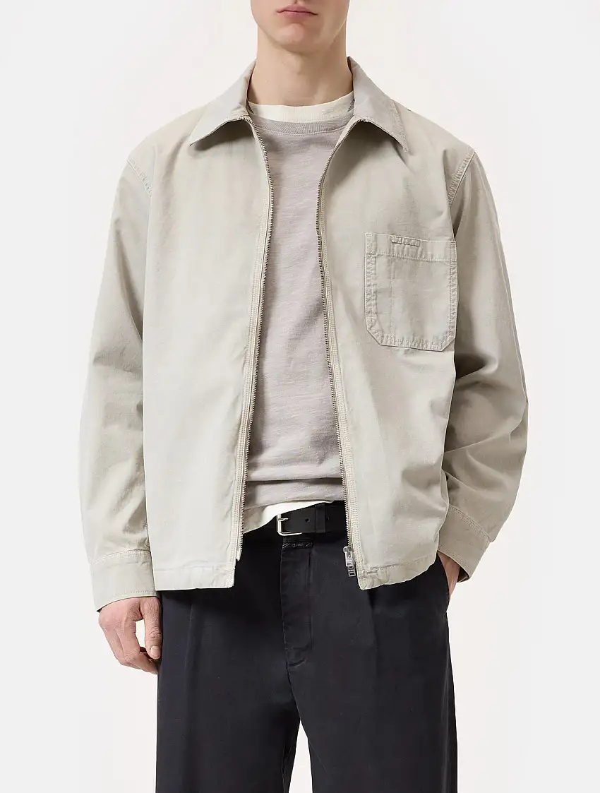 Camicia Overshirt in Twill di Cotone Beige