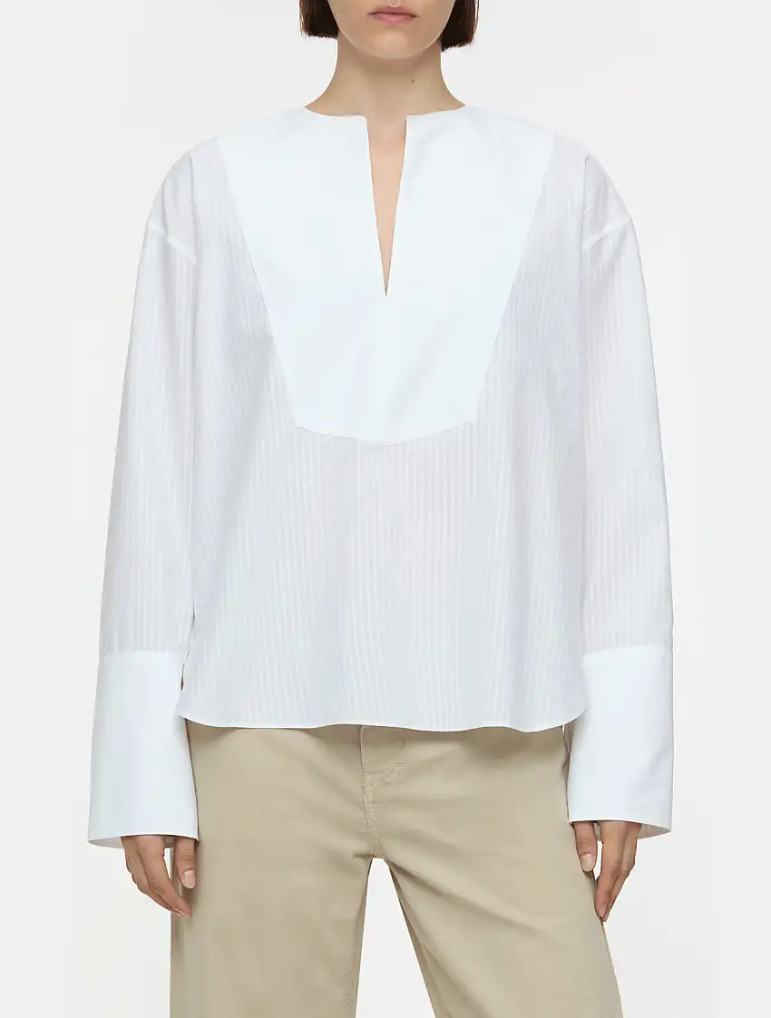 Blusa in Voile di Cotone Bianco