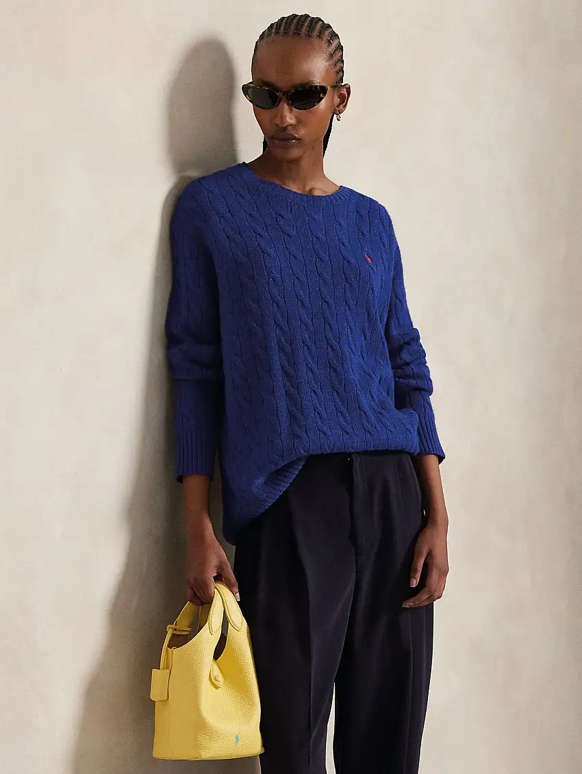 Maglia a Trecce Relaxed Fit Cobalto