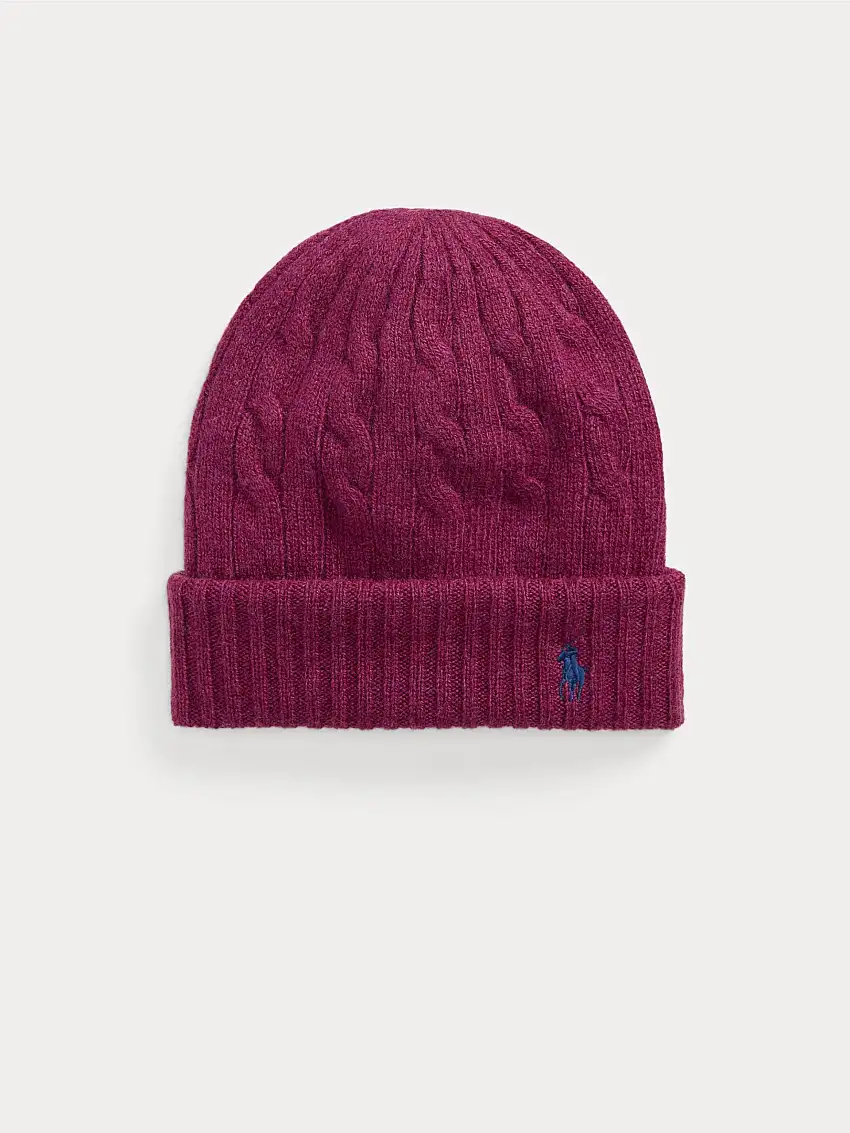 Berretto con Lavorazione a Trecce Prugna