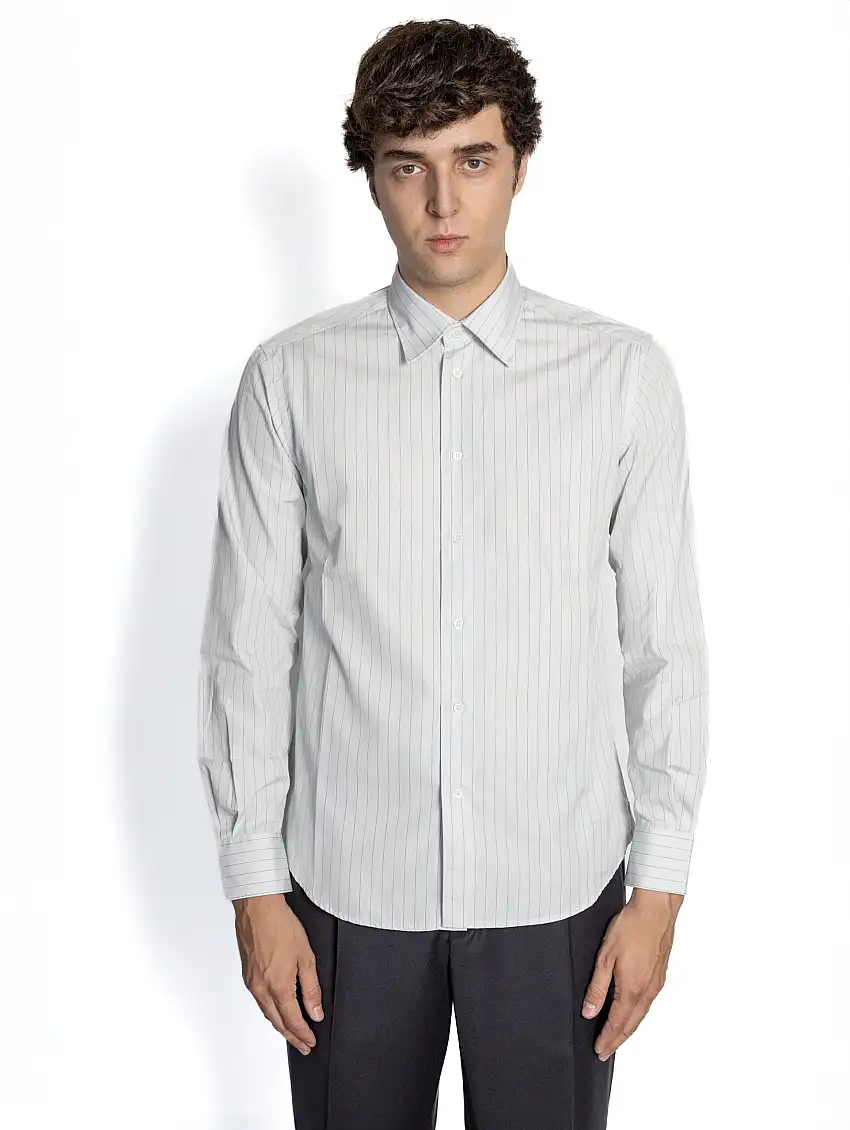 Camicia a Righe in Cototone Perla