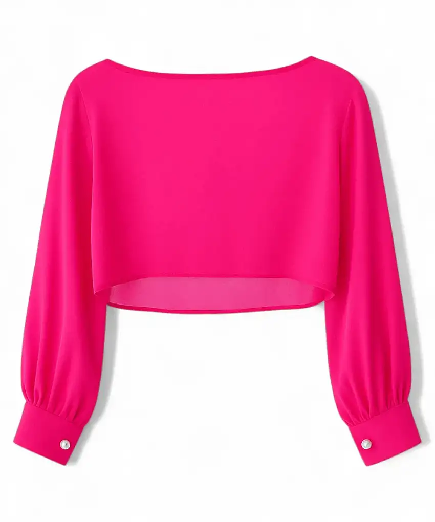 Coprispalle in chiffon fucsia - Coprispalle Chiffon Fucsia | Maniche Lunghe, Bottone perla, Leggero