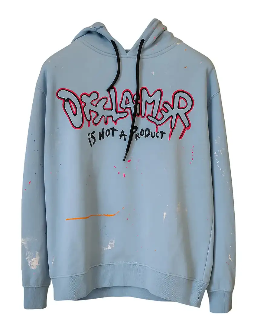 Felpa Uomo Streetwear con Cappuccio - Azzurra | Logo Graffiti