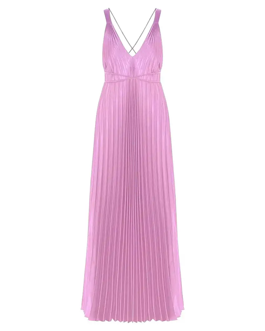 Abito Lungo Raso Plissé - Elegante Evento | Made in Italy