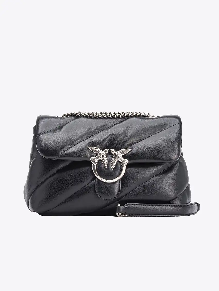 Borsa Maxi in Nappa Trapuntata Nero/Argento
