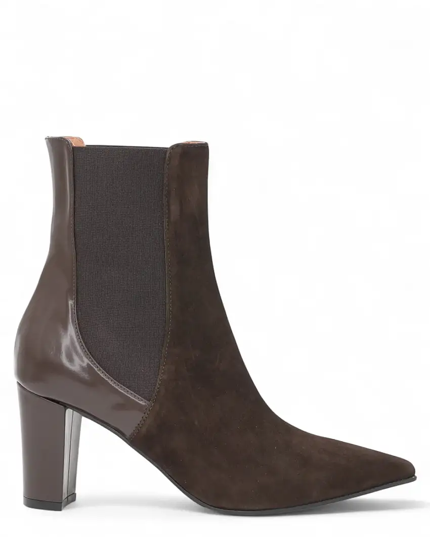 Stivaletti donna camoscio e pelle con tacco 8 cm – Made in Italy