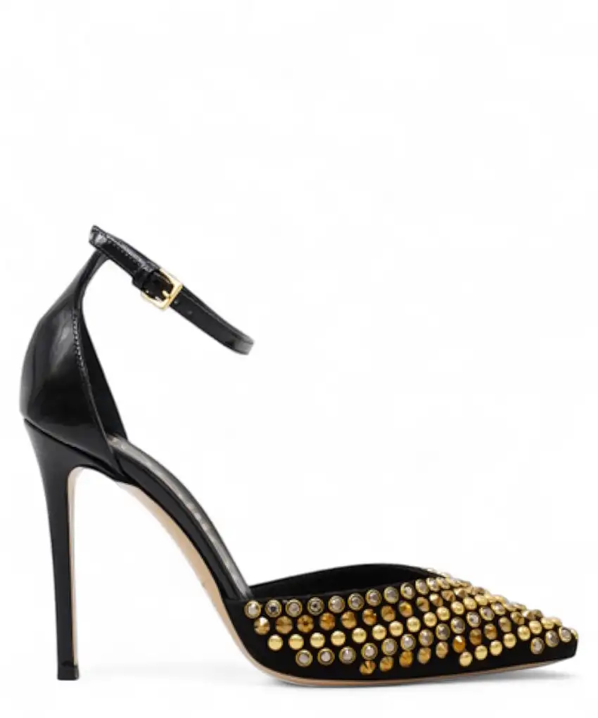 Décolleté Suede Nero Borno e Oro Eleganza Rock