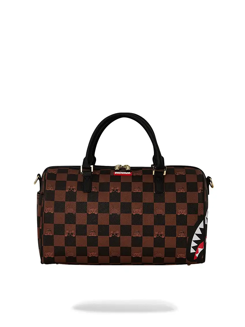 SPRAYGROUND Women's Bag PEEKING CHARACTER CHECK MINI DUFFEL 910D7507NSZ Brown