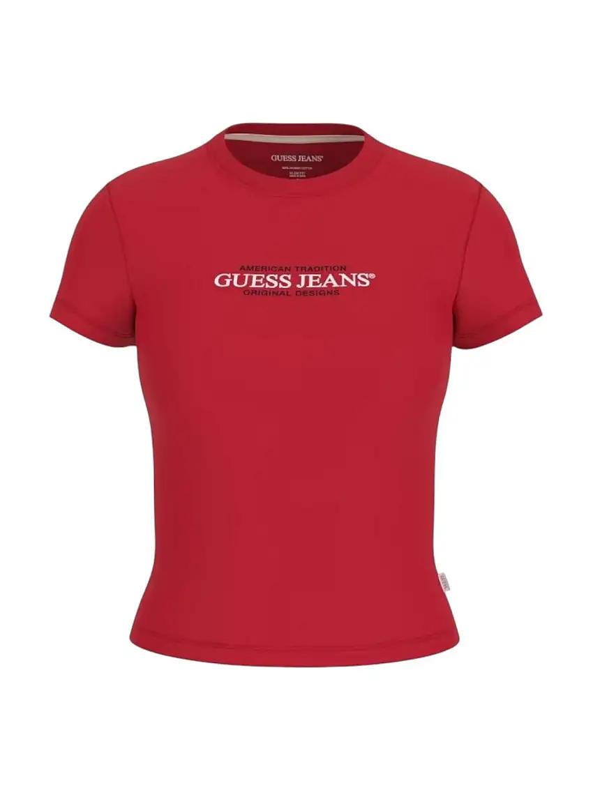 GUESS Women's T-shirt GJ SS CN SLIM AMERICAN TR TEE W4YI03 J1314 G585 Red