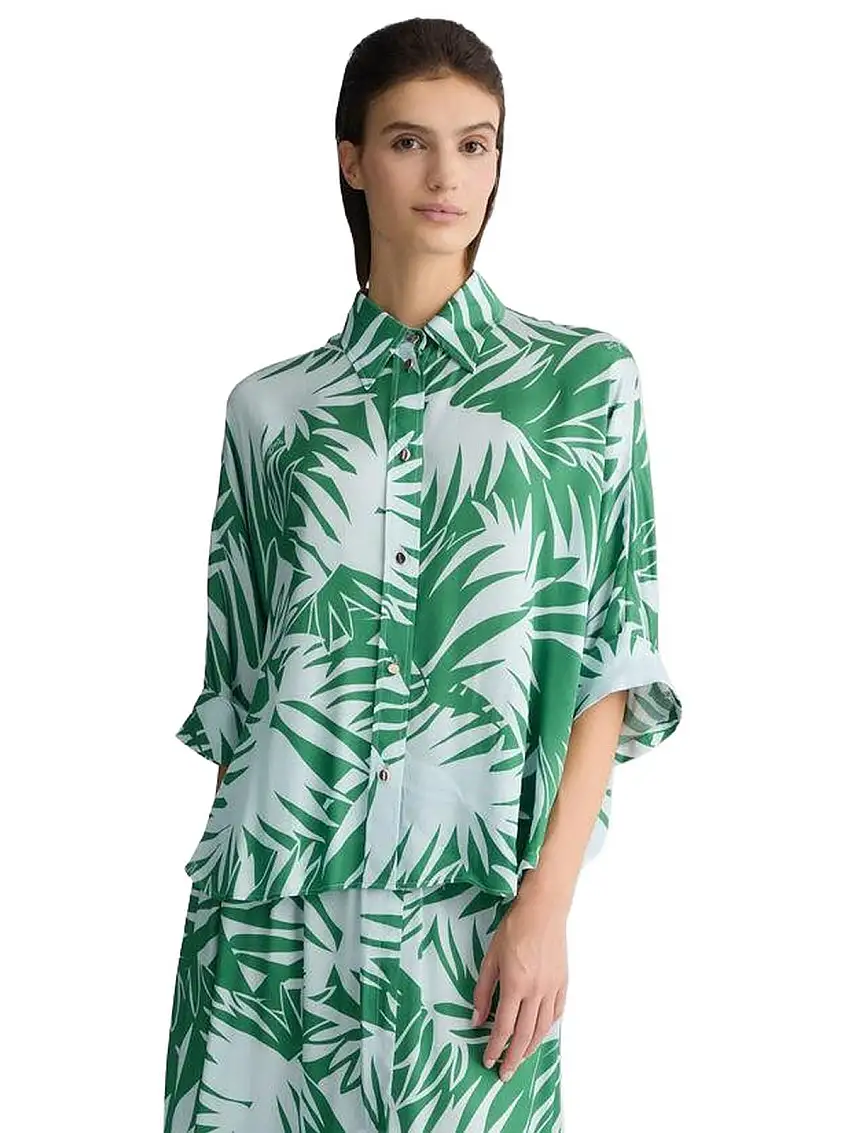 Liu Jo Women's Shirts - Printed Satin Shirt - Green