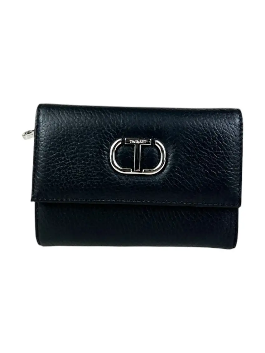 TWINSET Women's Wallet BUCKLE LEATHER 242TB7016 00006 Black