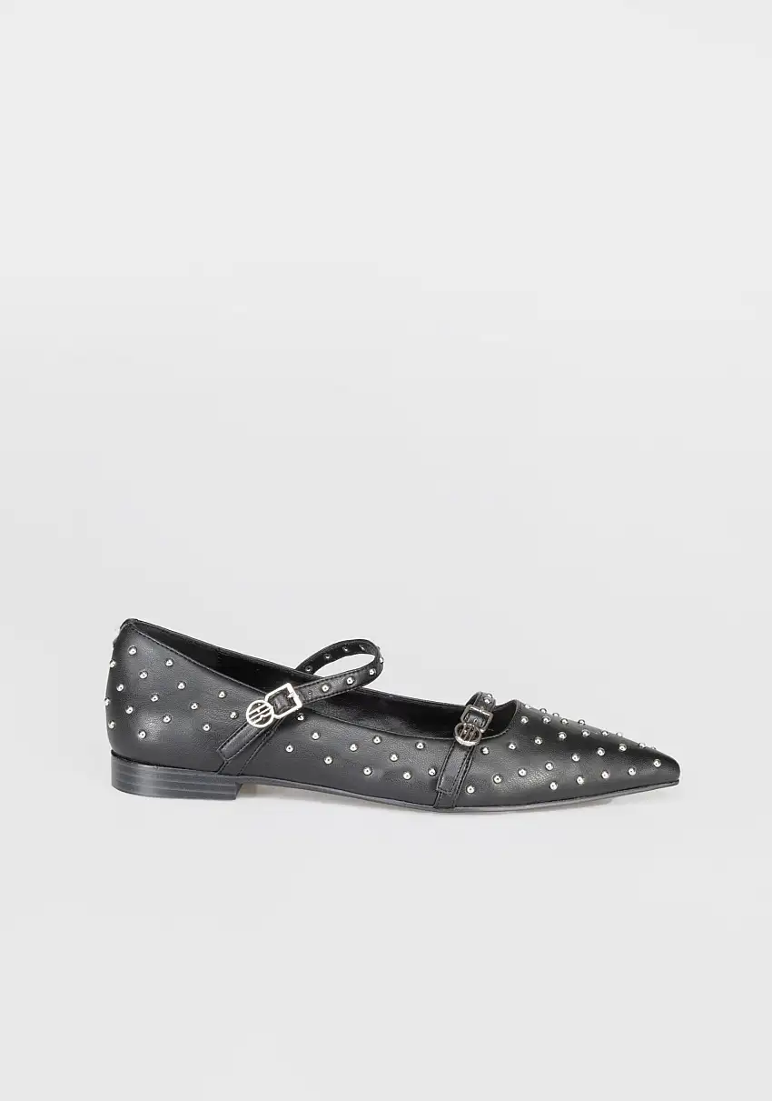 Mary Jane Flat con Borchie e Fibbie Metalliche