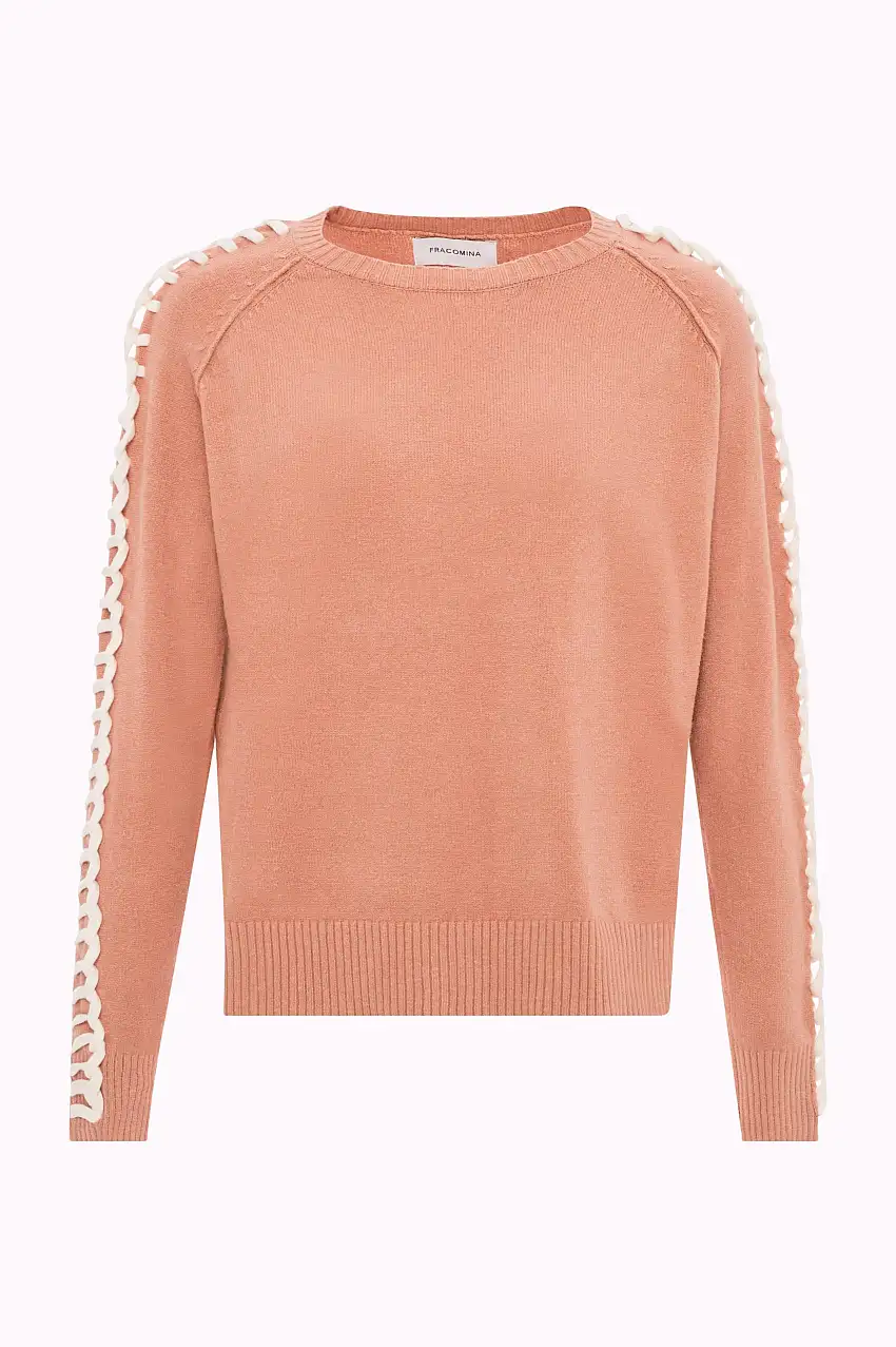 Maglione Girocollo con Dettaglio a Catena sulle Maniche