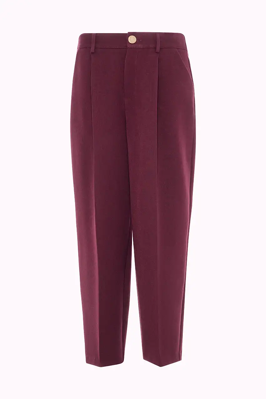 Pantaloni Cropped a Vita Alta con Pieghe e Taglio Morbido