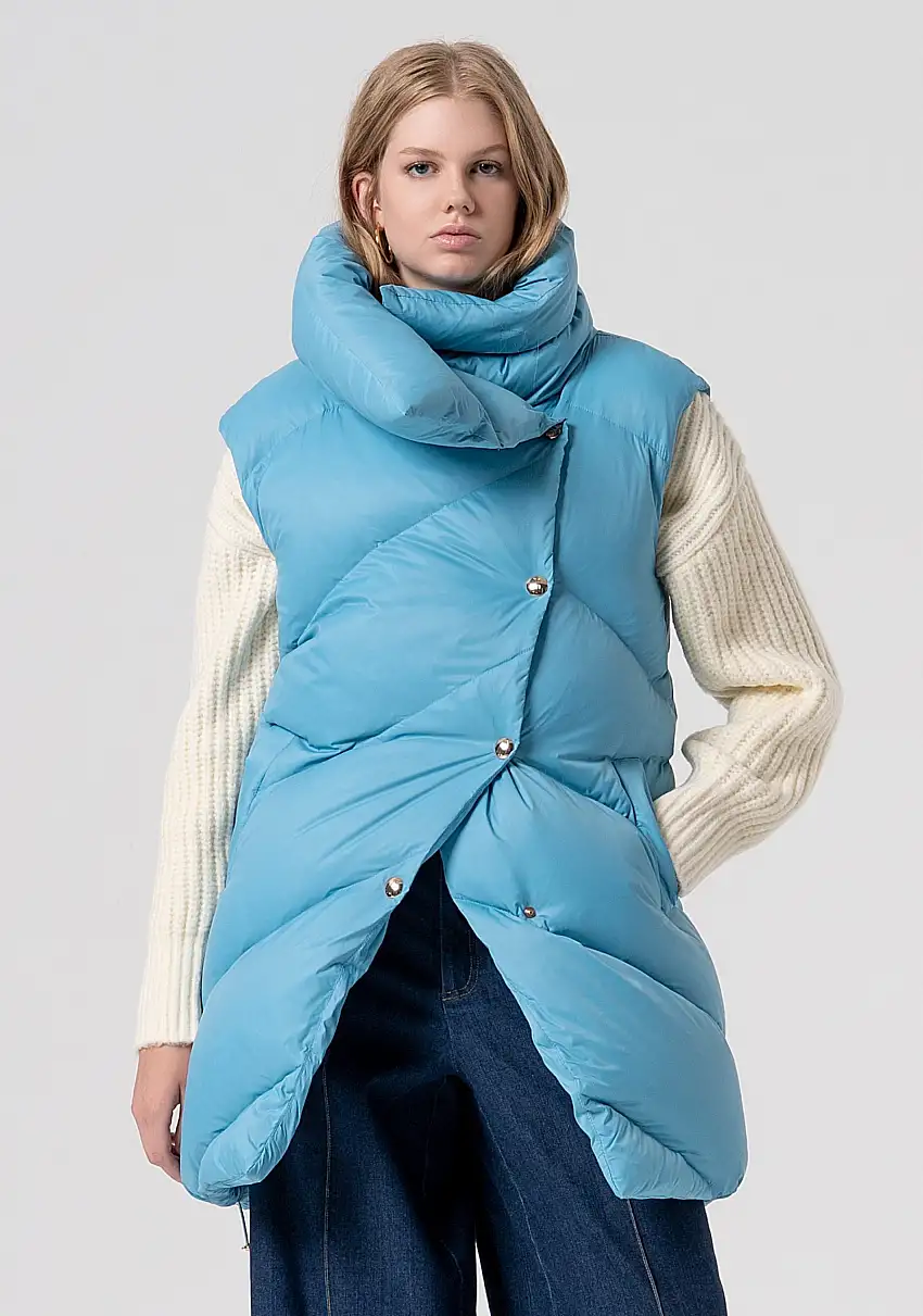 Gilet Piumino Oversize con Collo Avvolgente