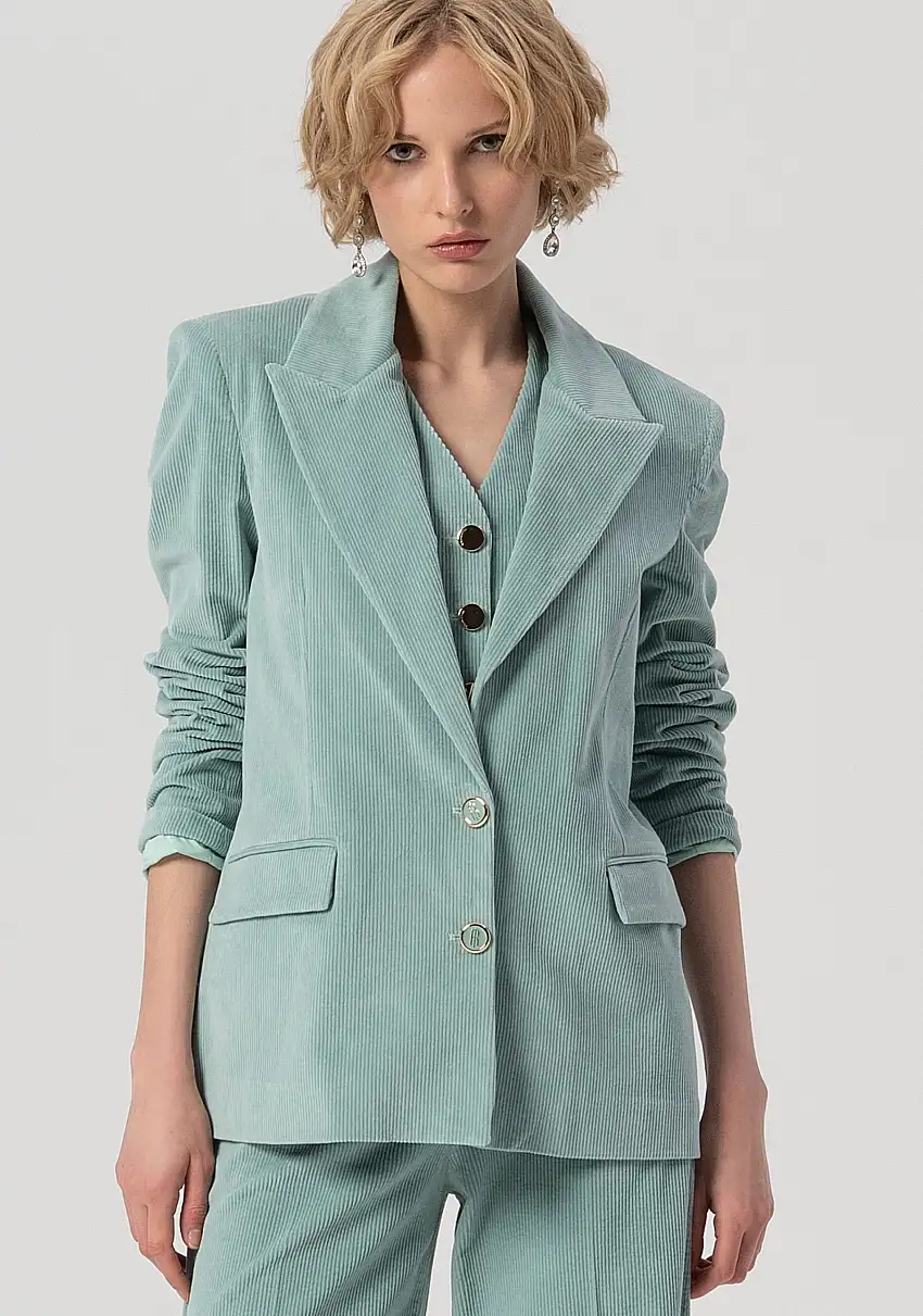 Blazer over lungo in velluto mille righe