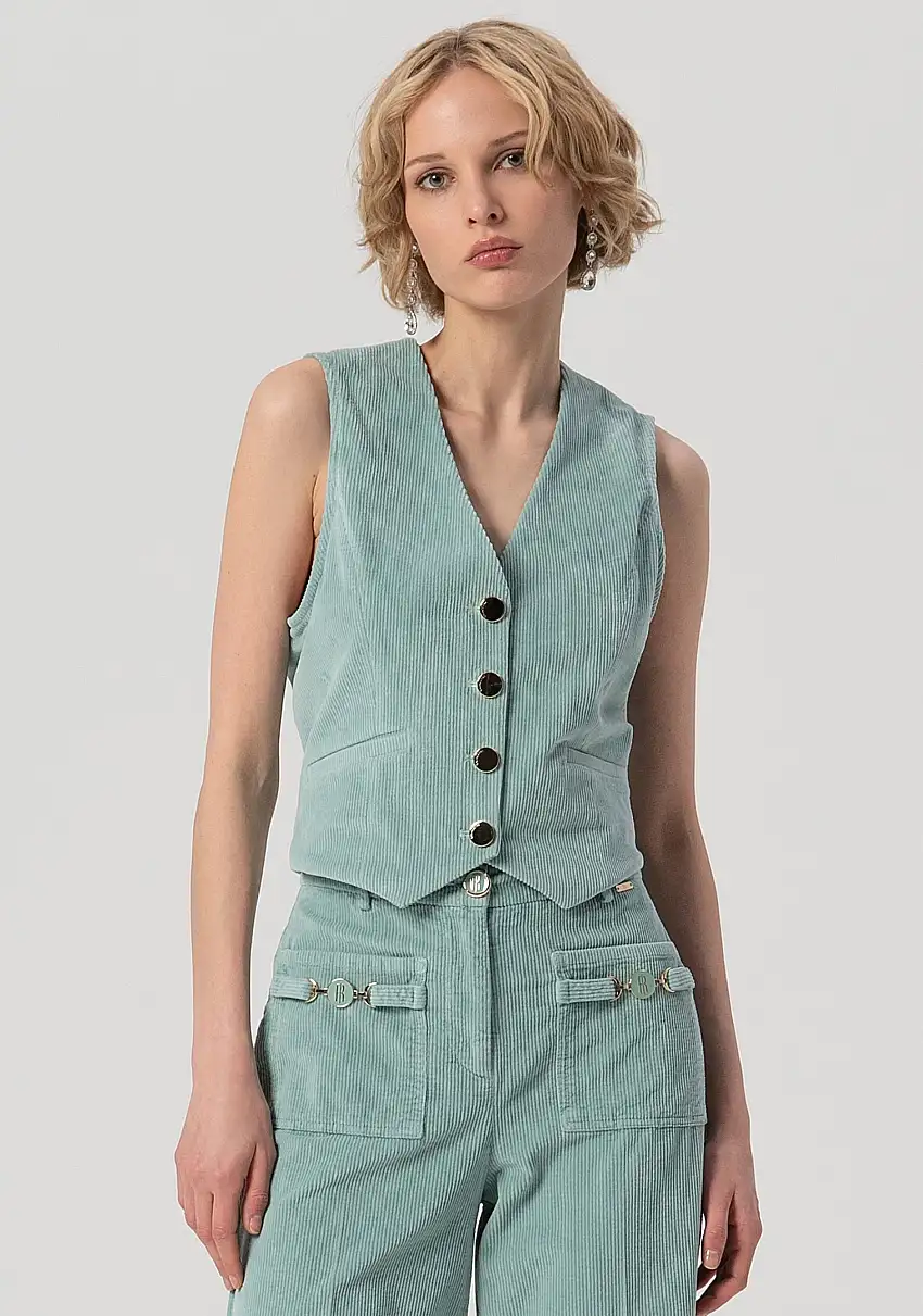 Gilet regular in velluto mille righe