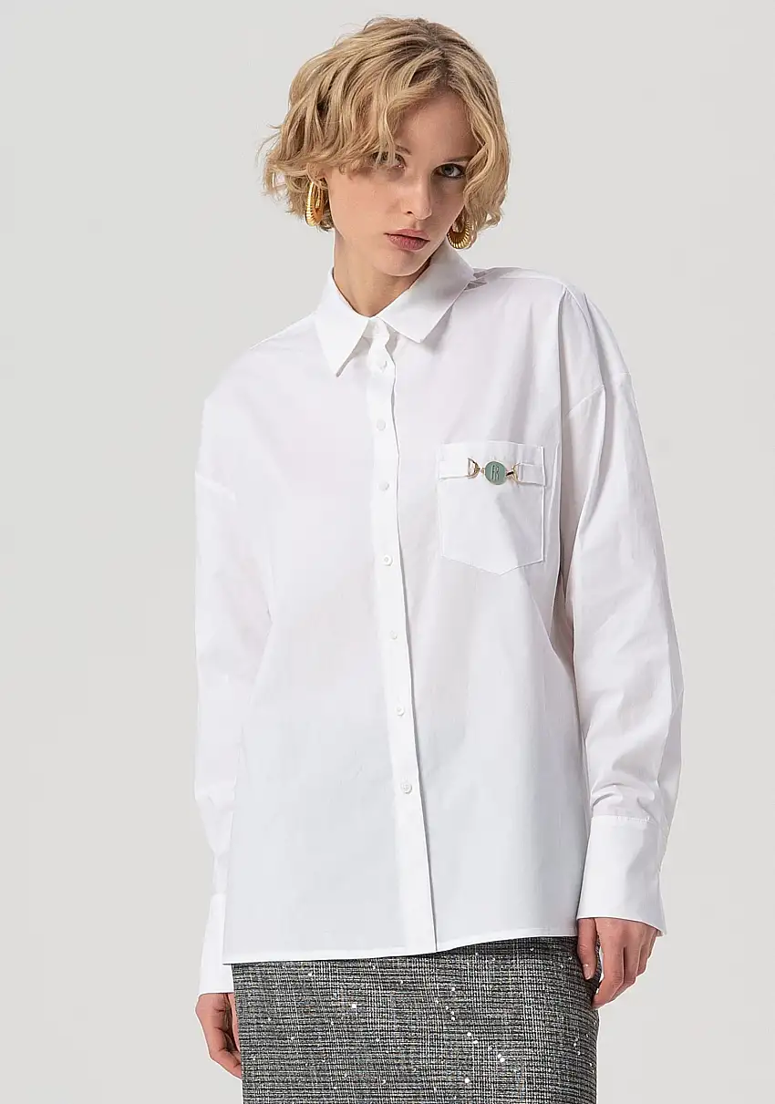 Camicia over in popeline stretch