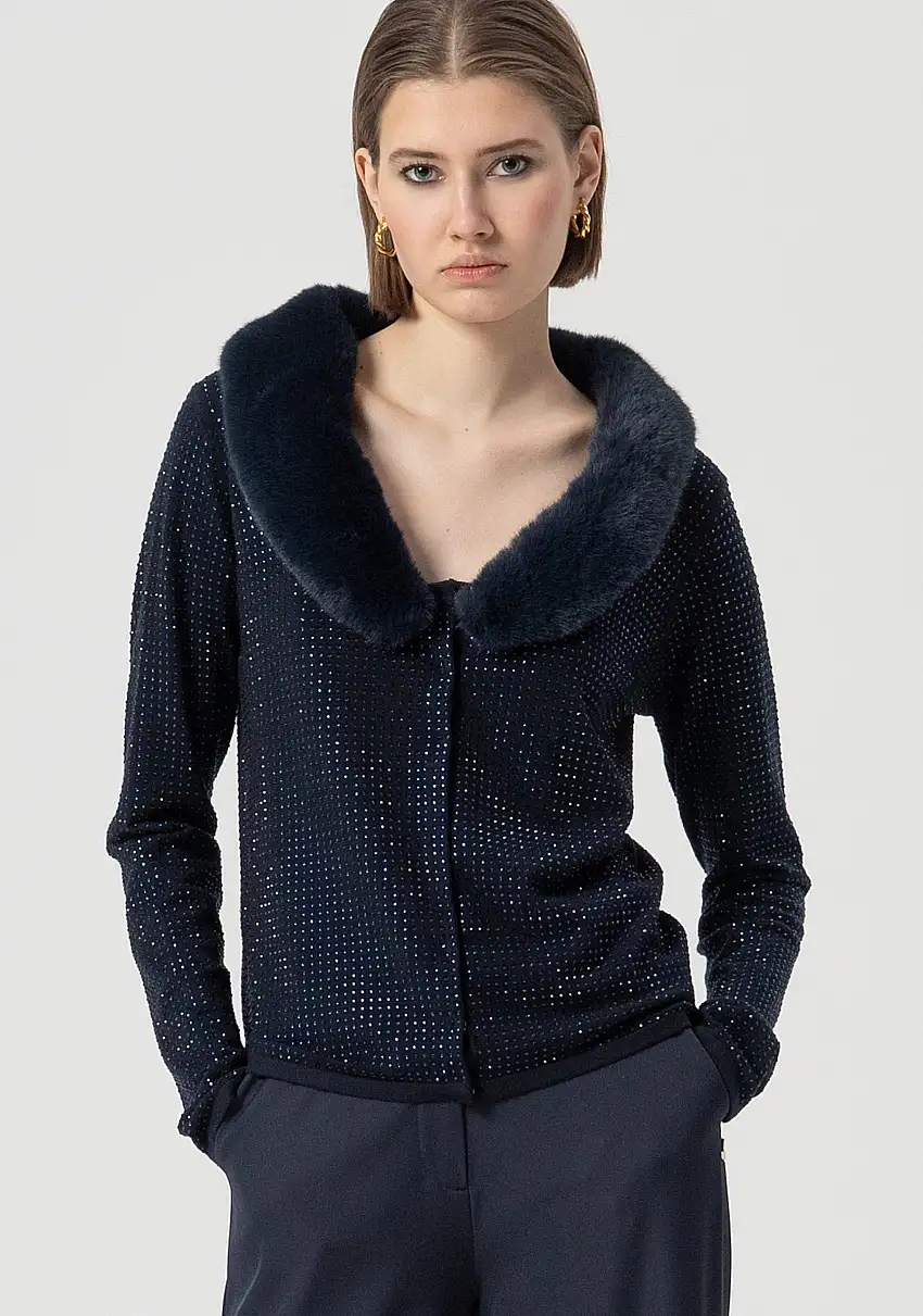 Cardigan regular con strass luminosi