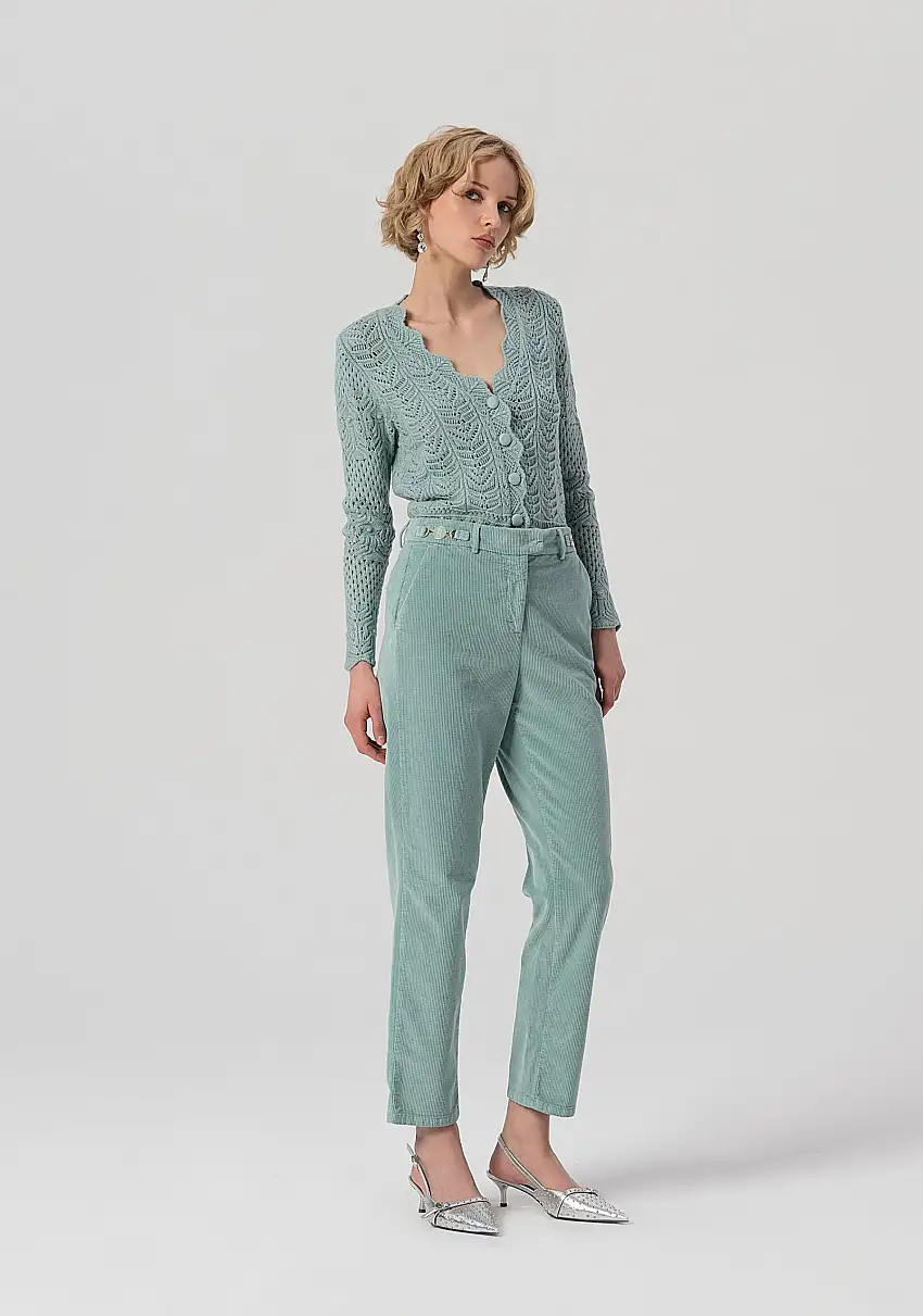 Pantalone regular a sigaretta in velluto mille righe