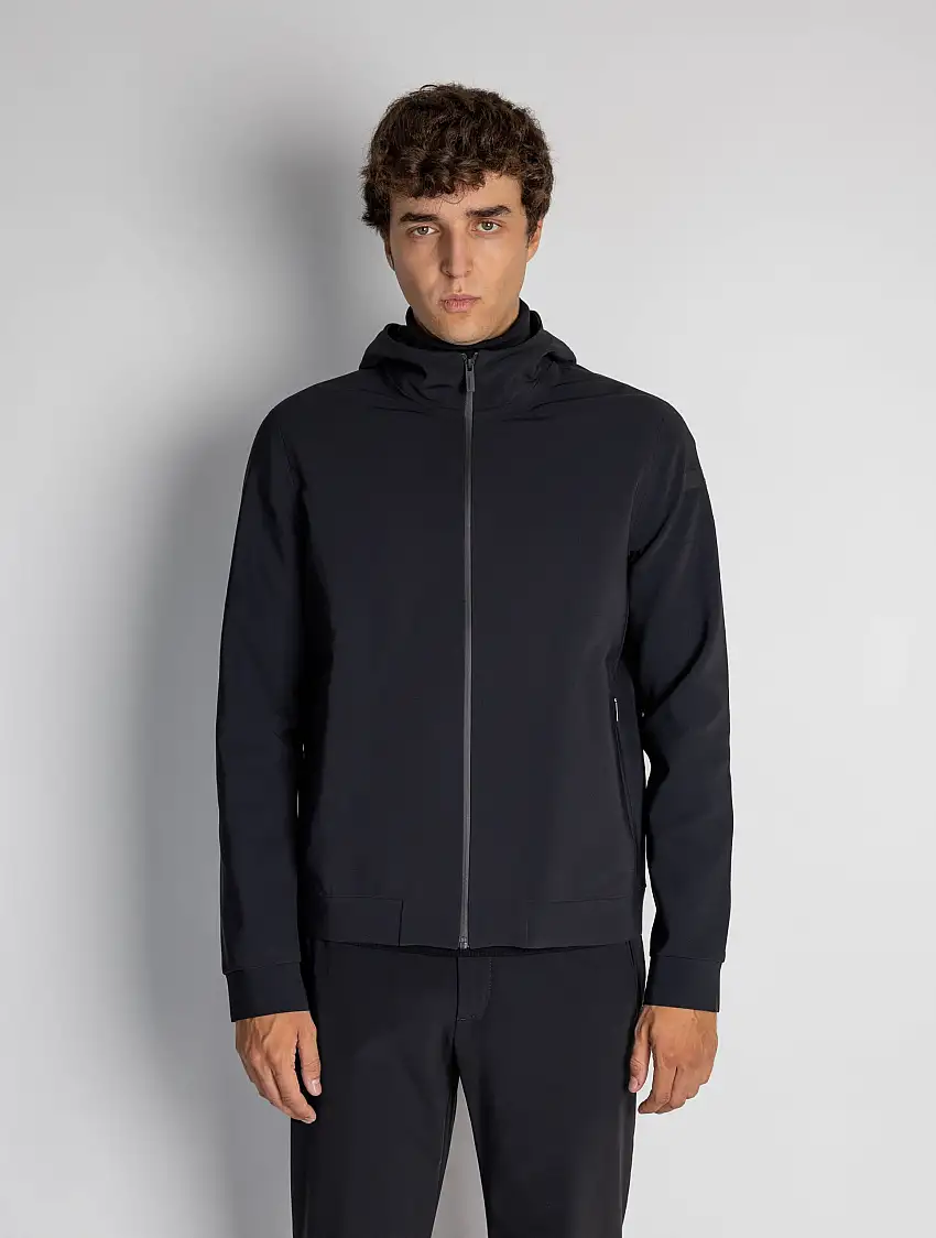 Felpa con Cappuccio Full Zip Nero