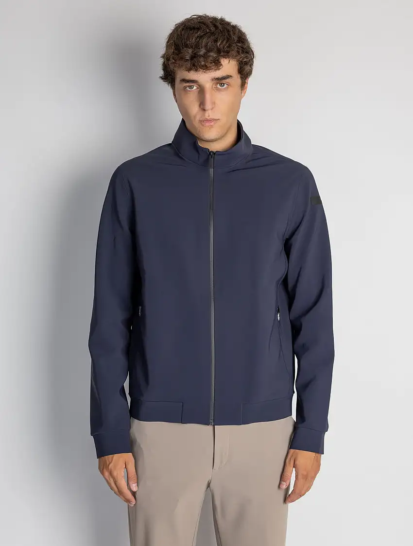 Felpa Monocromatica con Collo Alto Blu