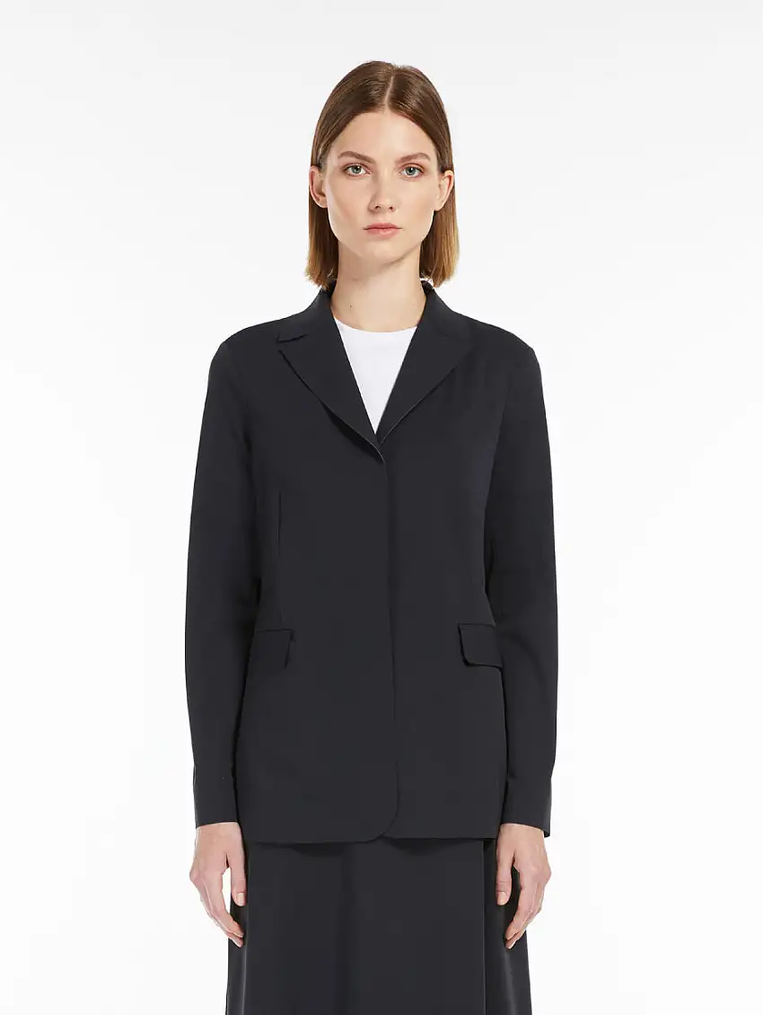 Blazer Monopetto in Jersey Tecnico Blu