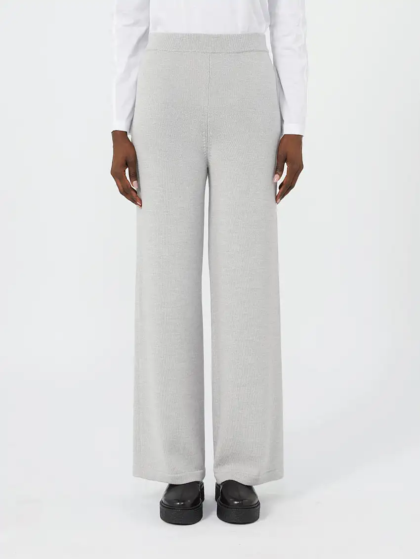 Pantaloni in Maglia dalla Linea Dritta Grigio