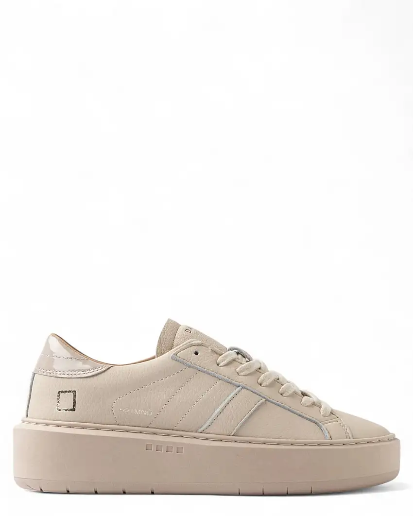 Sneakers Hill Low Platform Mono Beige – Pelle di Vitello e Suola Alta 5 cm