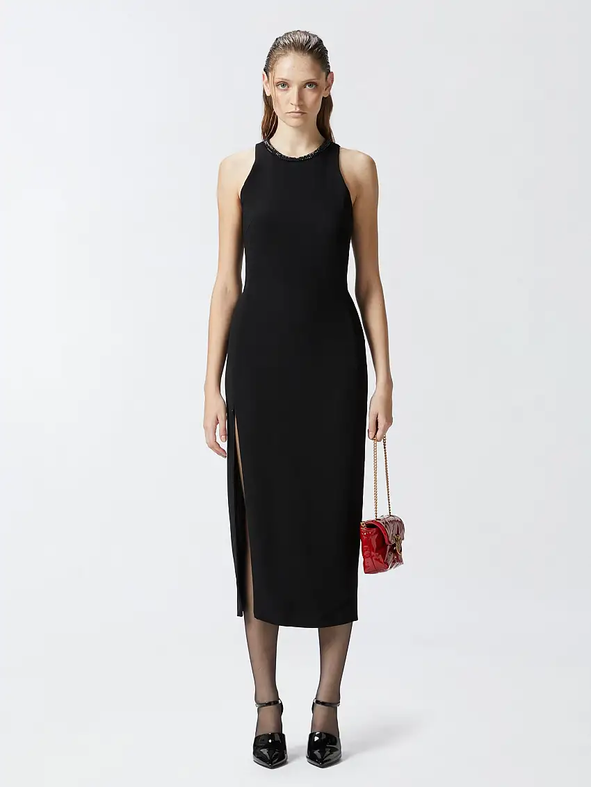 Abito a Tubino con Strass Nero