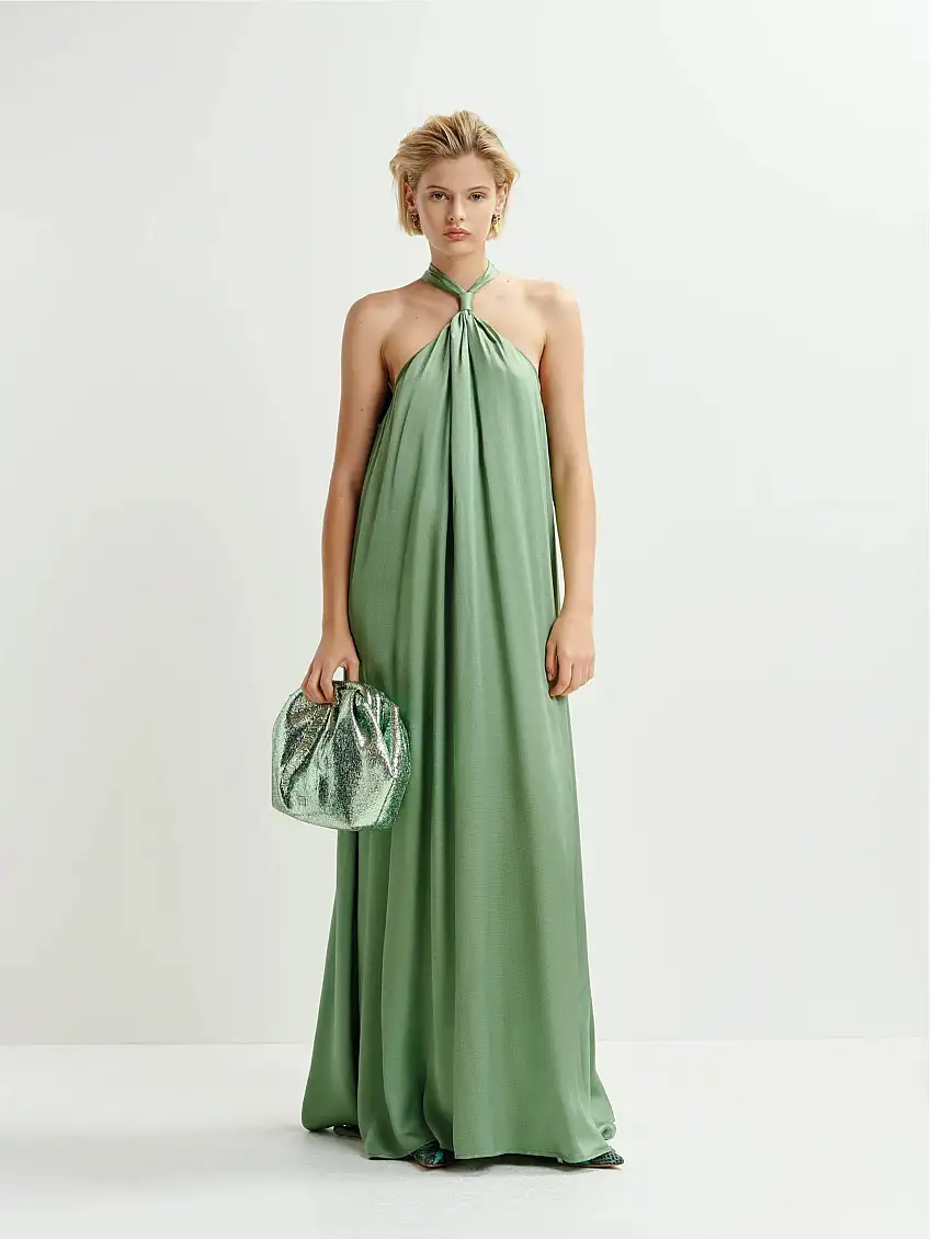 Abito Lungo con Nodo Verde