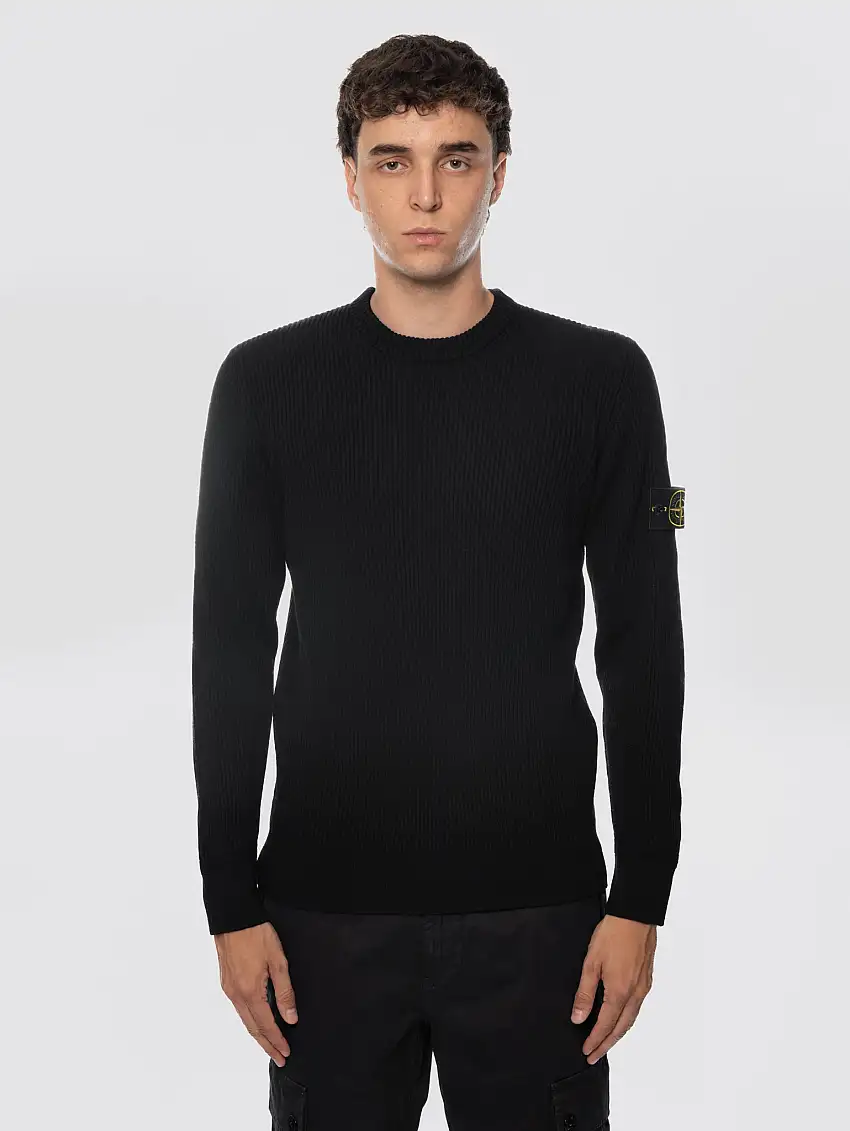 Maglione in Lana a Coste Nero