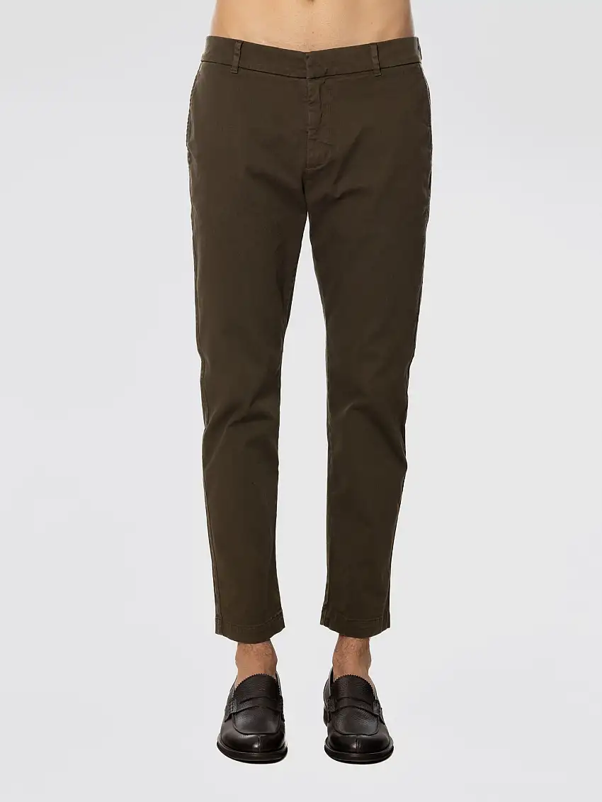 Pantaloni Semi Jogger con Elastico in Vita Verde Militare