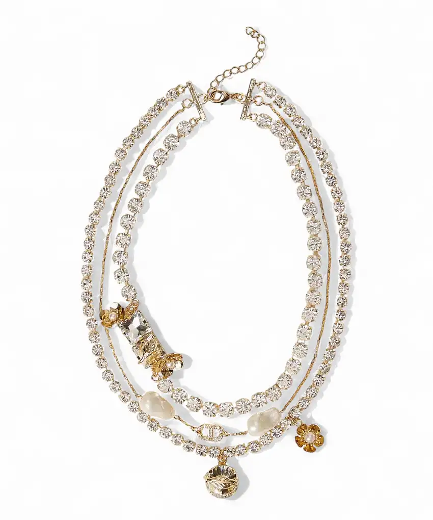 Collana Girocollo Fiori e Strass Elegante