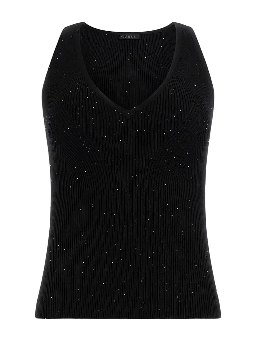 GUESS Women's EDEN TANK TOP SWTR W5RR18 Z34O0 JBLK Black Tank Top