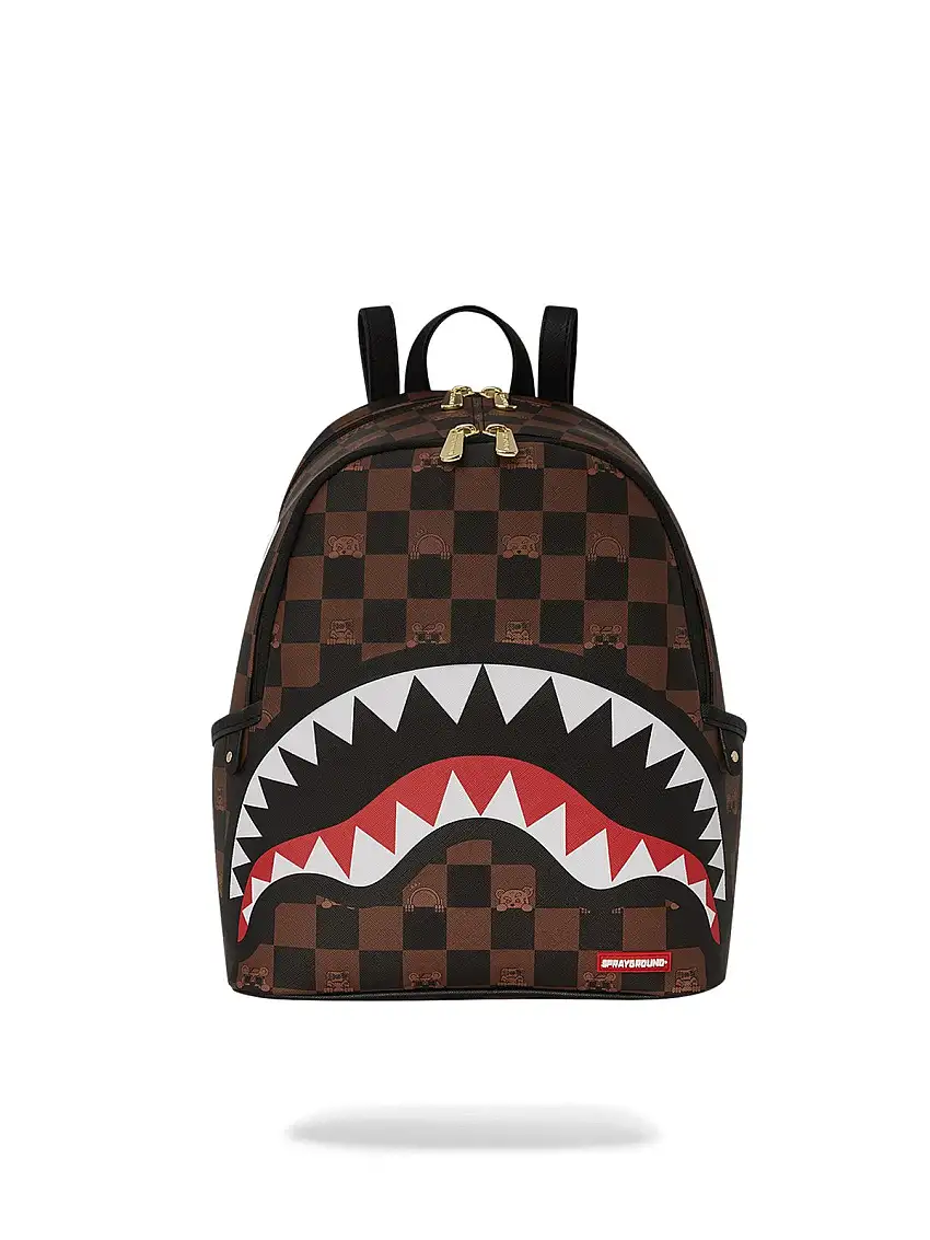 SPRAYGROUND Women's Backpack PEEKING CHARACTER CHECK SAVAGE 910B7511NSZ Brown