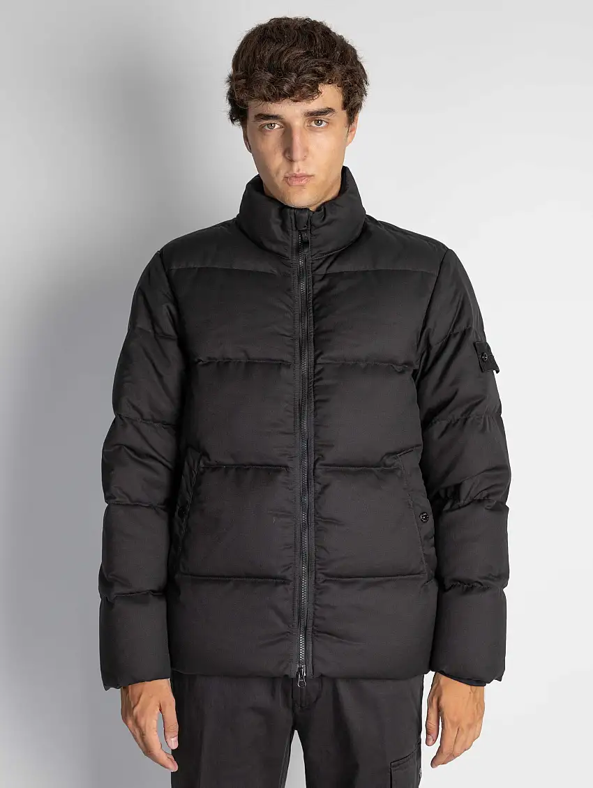 Piumino in Twill di Lana Ghost Nero