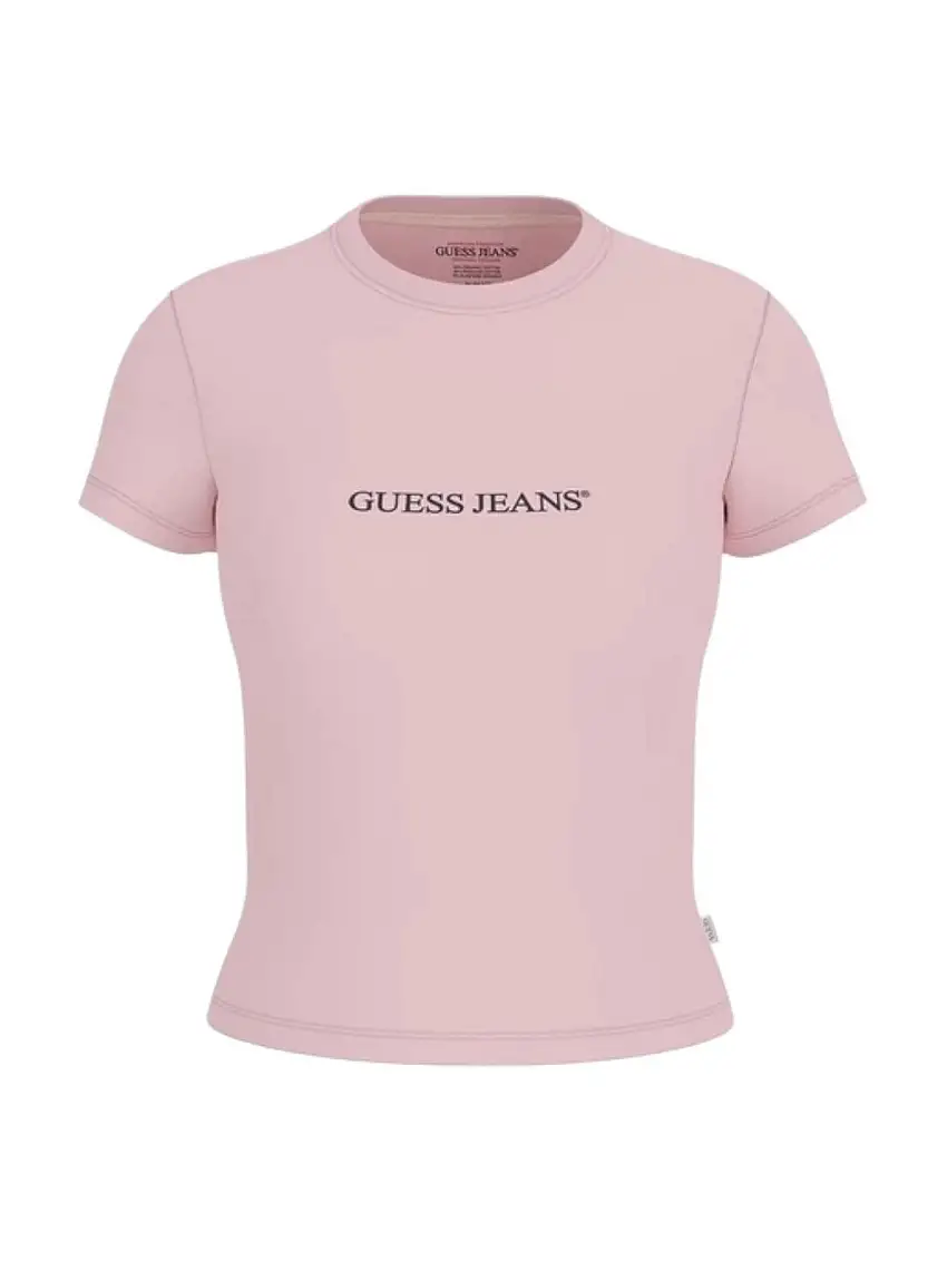 GUESS Women's T-shirt GJ SS CN SLIM LOGO PRINT TEE W4YI01 J1314 A61U Pink