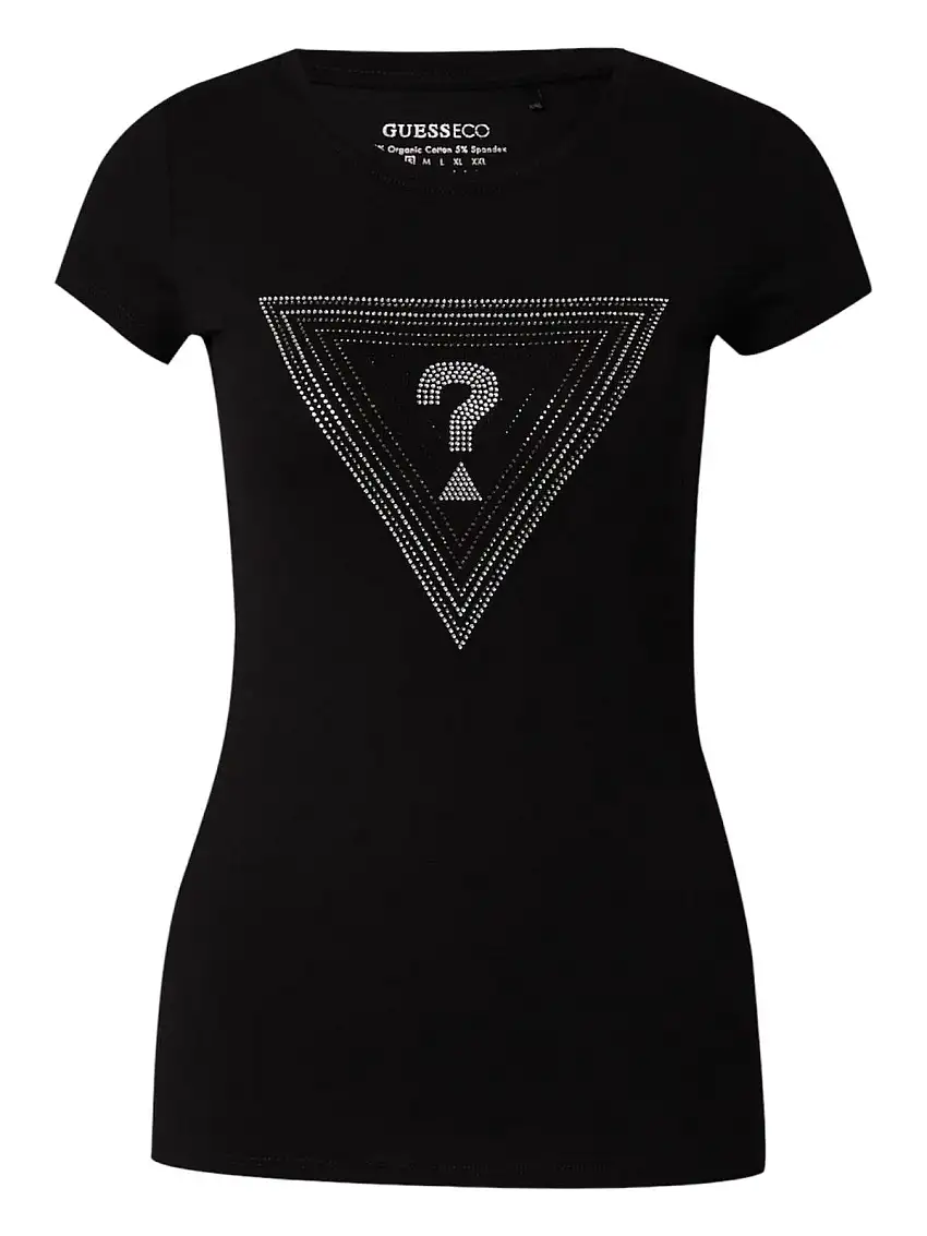 GUESS Women's T-shirt SS TRIANGLE OMBRE R3 TEE W5GI43 KA0Q1 JBLK Black