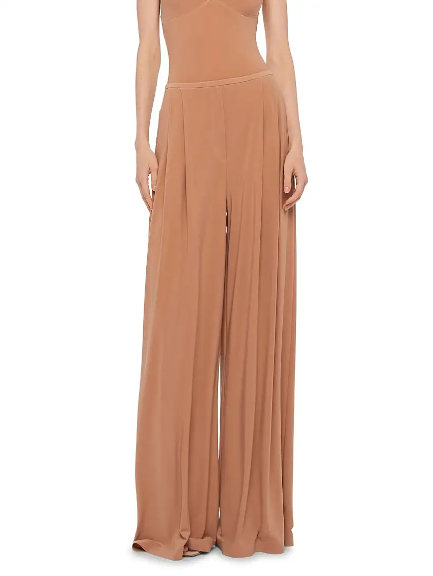 Pantaloni Ampi con Pieghe Cappuccino