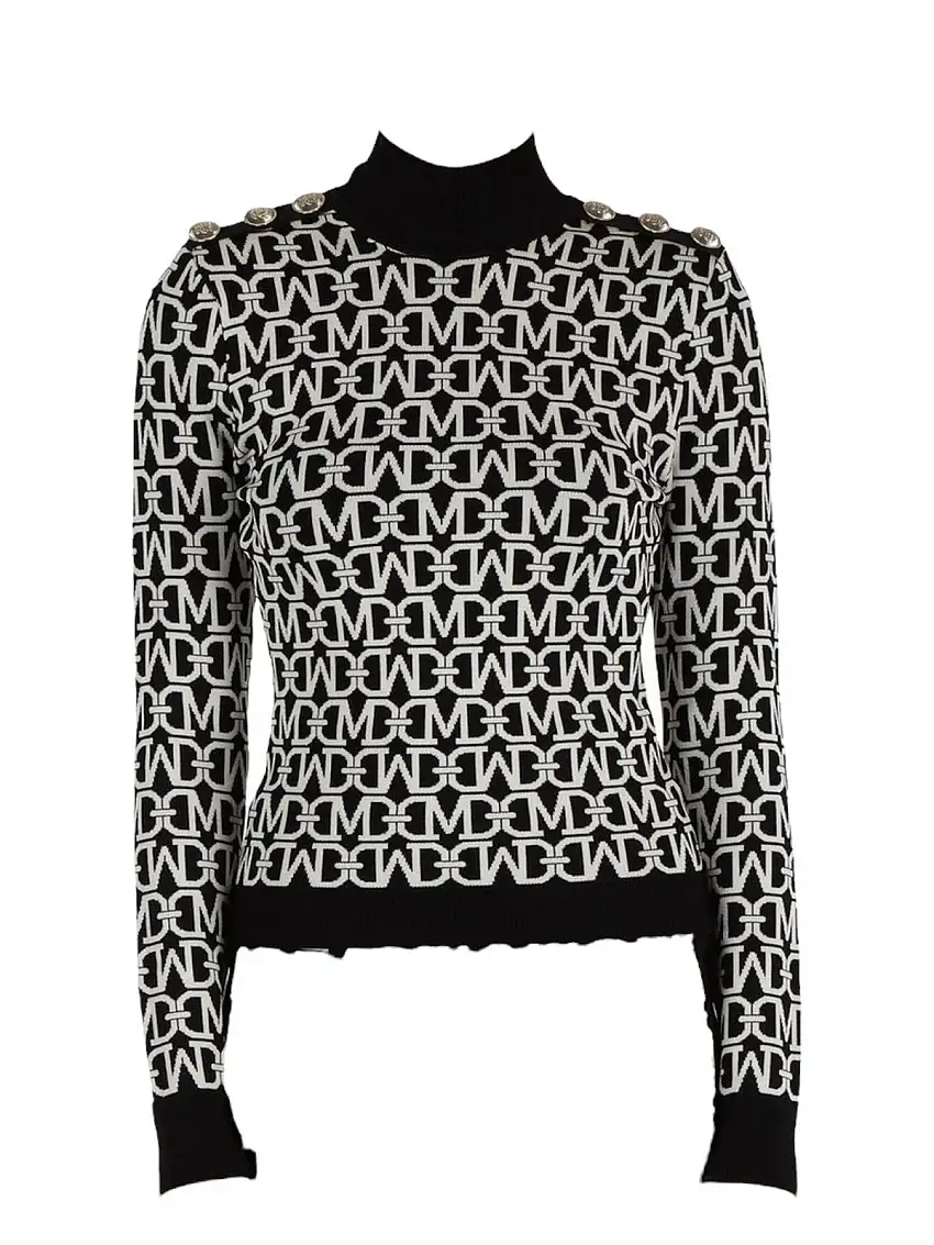 MARCIANO Women's Sweater Mati Allover Jacquar 4YGR20 5036Z FJ42 Black