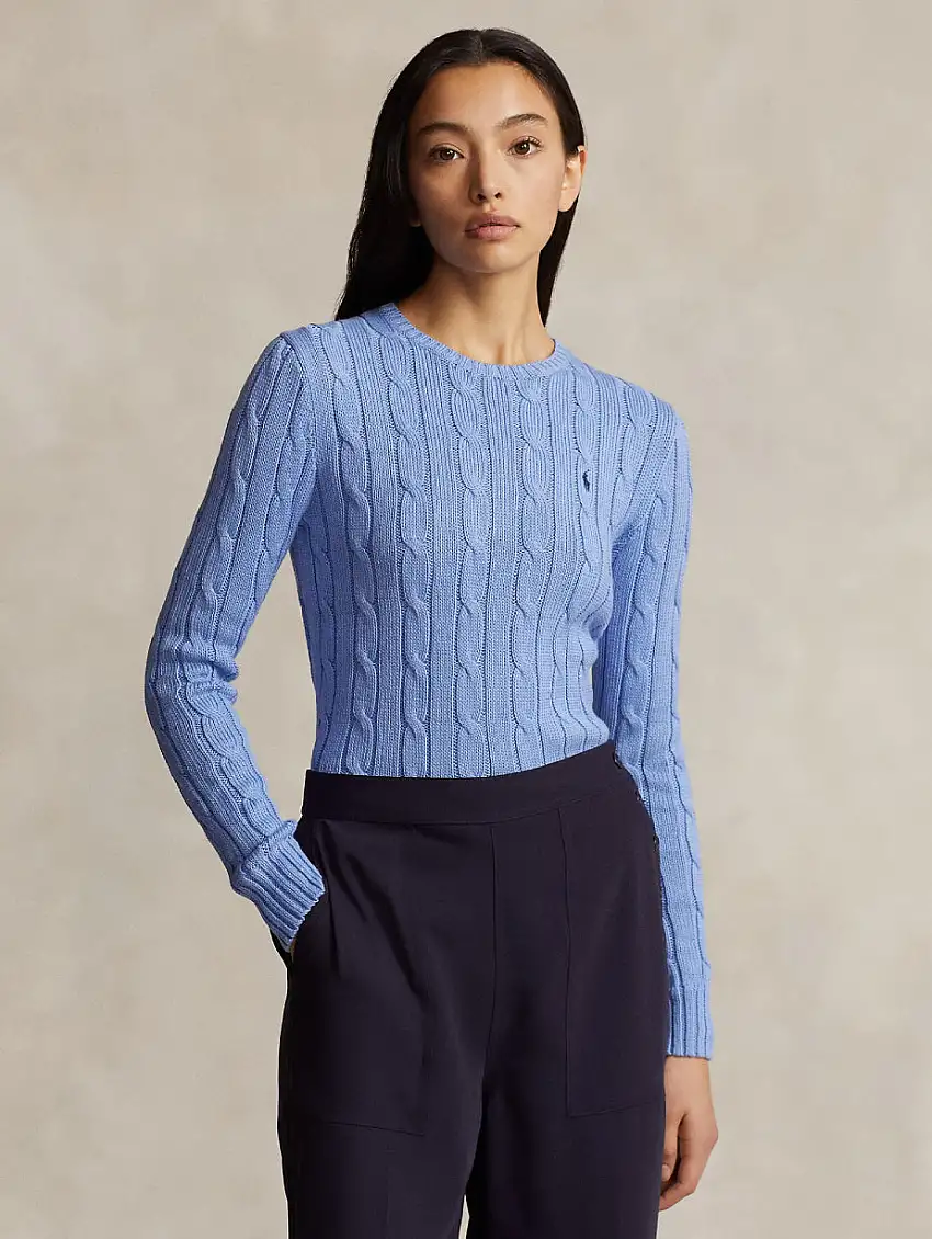 Maglia a Trecce Blu Polvere