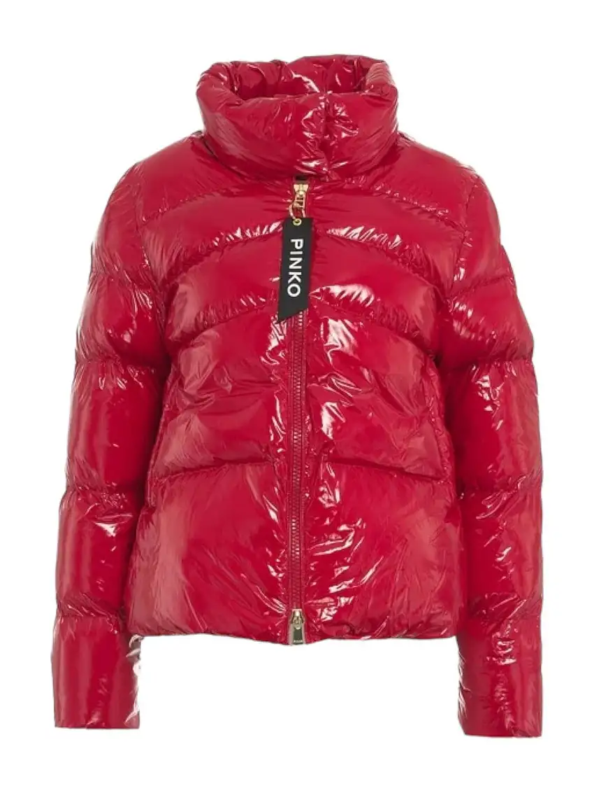 PINKO Women's Down Jacket Mirco Caban Crystal Nylon With 101598-A11K RA1 Red